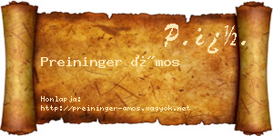 Preininger Ámos névjegykártya